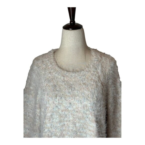 Lou & Grey Ivory Multi Color Fleck Fuzzy Soft‎ Crew Neck Sweater Size L - Picture 4 of 9